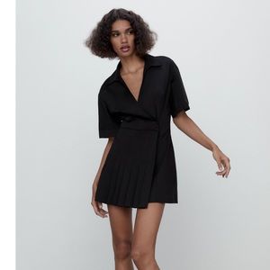 ❗️Last❗️Zara Black Pleated short sleeves Mini Dress Size XS